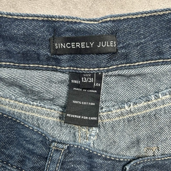 Sincerely Jules Wide Leg Baggy Blue Jeans Size 13/31 Boho Casual - Picture 7 of 8